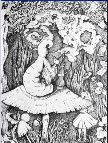 Paigemart etsy alice in wonderland drawings illustration art fox coloring page