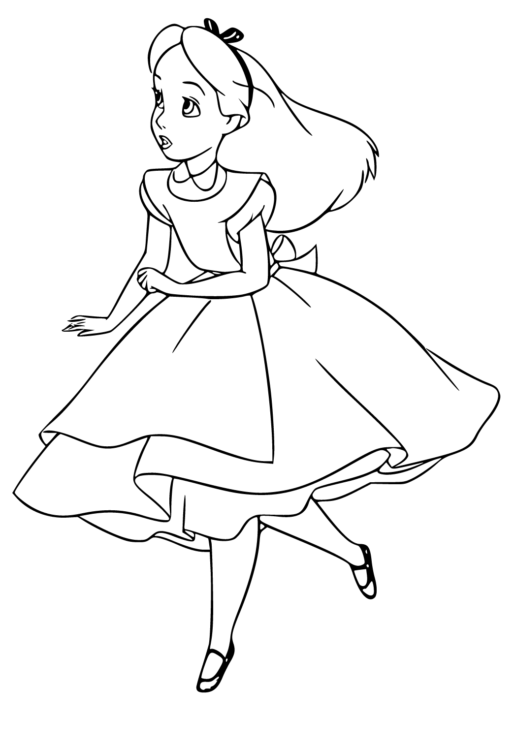 Free printable alice in wonderland dress coloring page for adults and kids