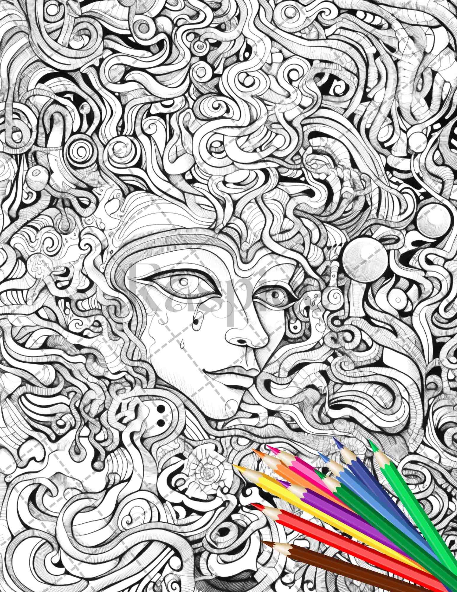 Psychedelic trippy coloring book printable for adults grayscale color â coloring