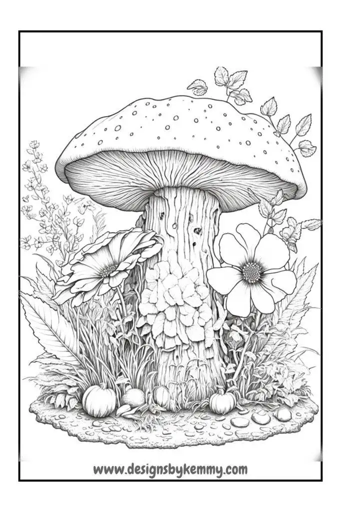 Mushroom coloring pages for adults