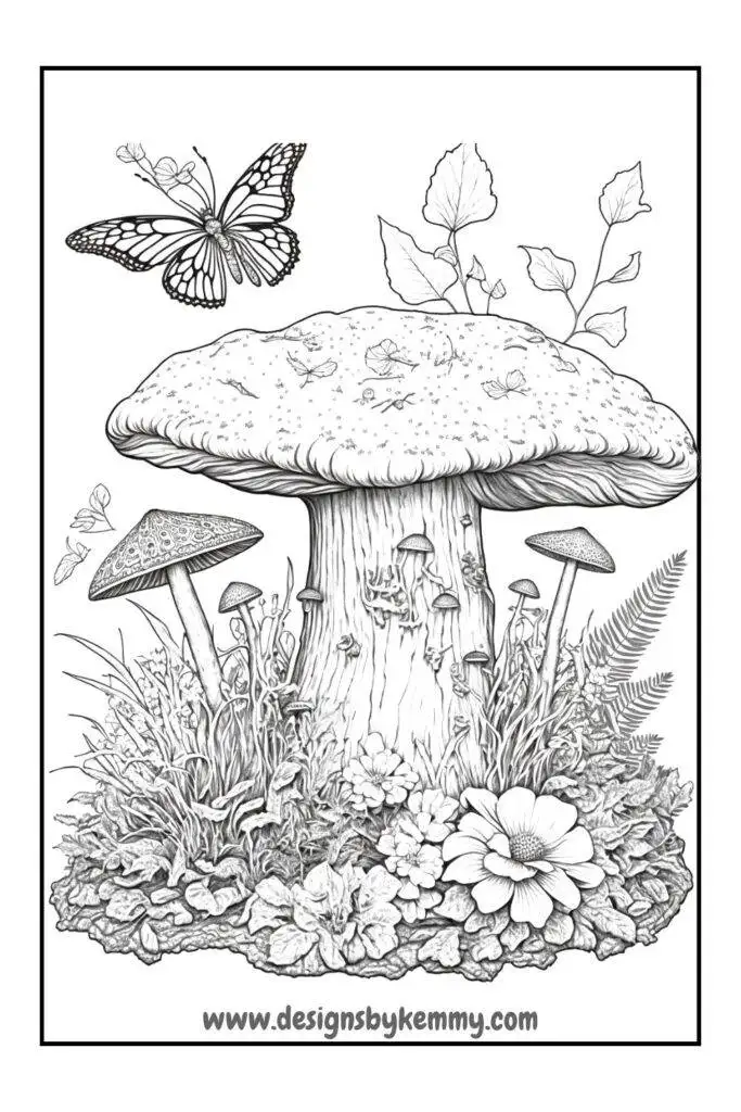 Mushroom coloring pages for adults
