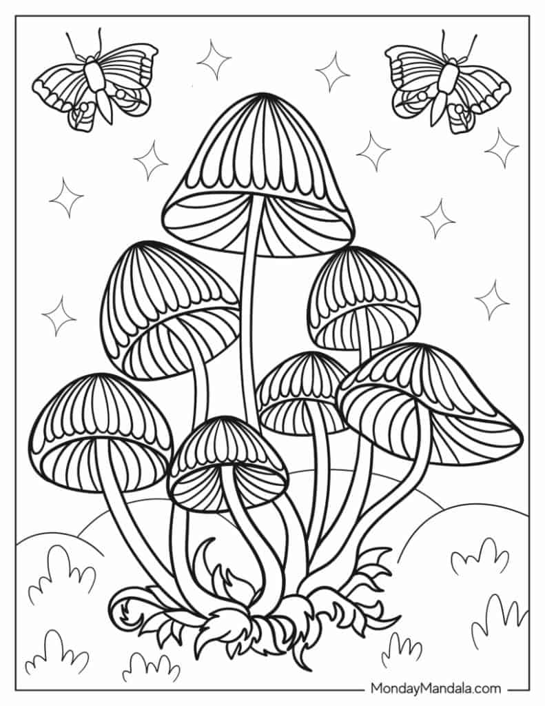 Mushroom coloring pages free pdf printables