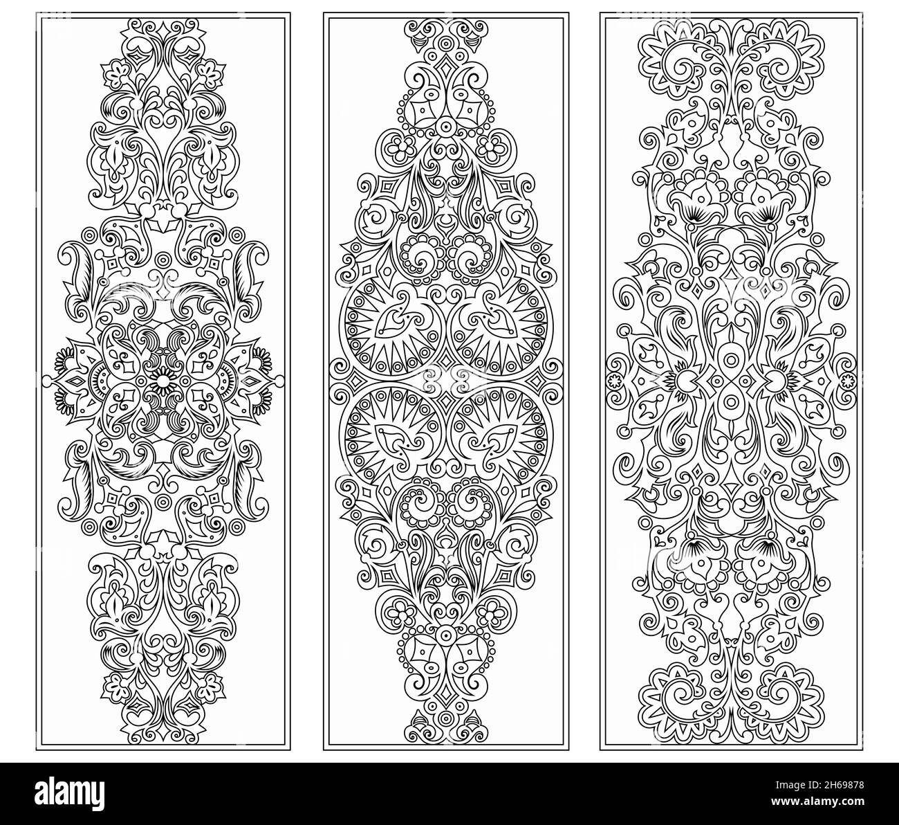 Traditional floral motifs black and white stock photos images