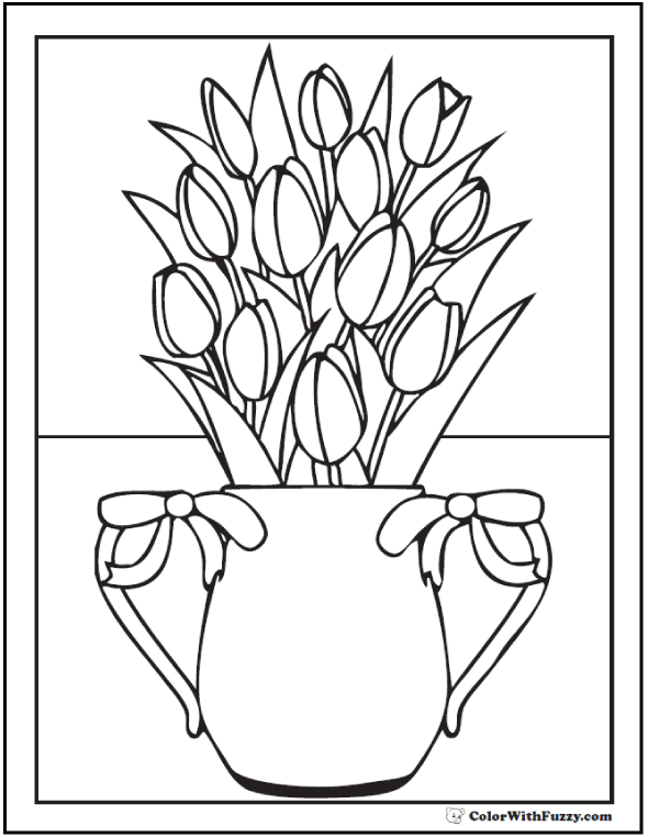 Tulip flower coloring pages pdf printables