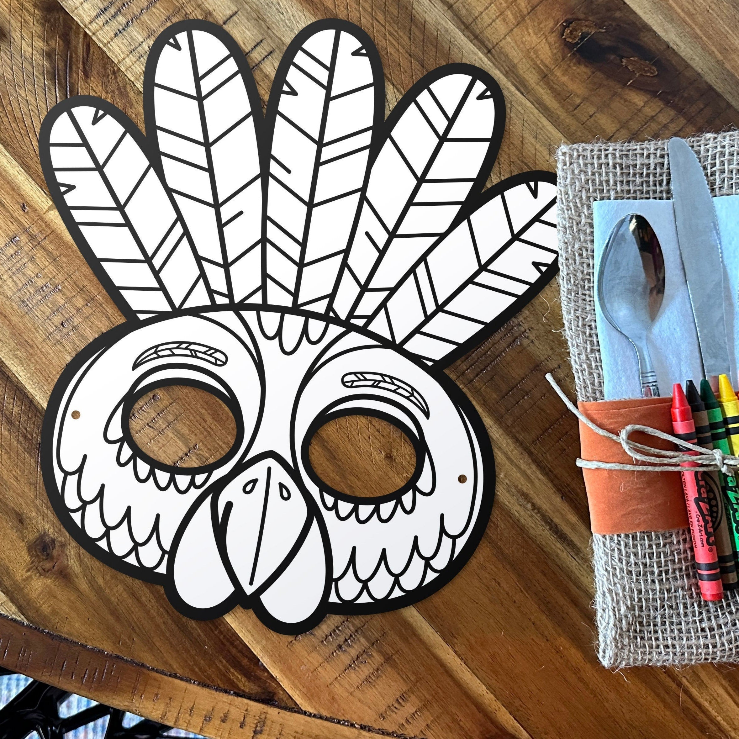 Kids thanksgiving turkey coloring mask activity â kudzu monster