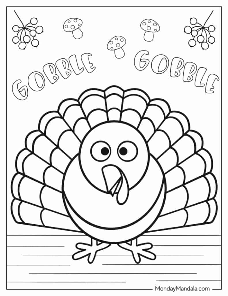 Turkey coloring pages free pdf printables