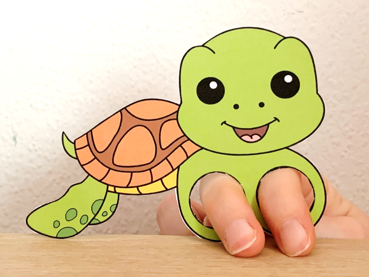 Sea turtle finger puppet printable ocean animal coloring paper craft activity made by teachers