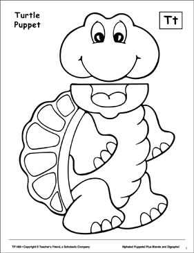The letter t turtle puppet paper bag puppets puppet patterns paper puppets