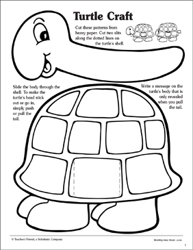 Turtle craft printable arts and crafts skills sheets