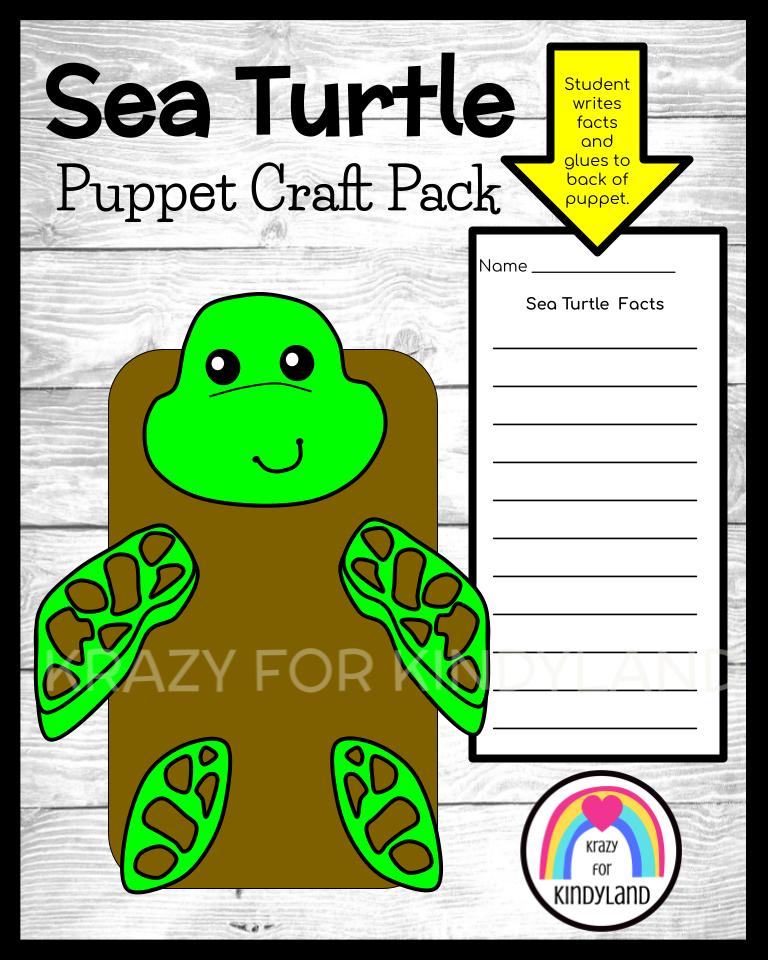 Sea turtle puppet craft writing activity ocean animal research literacy center