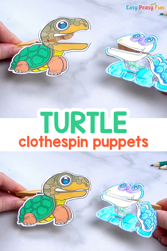 Turtle clothespin puppets