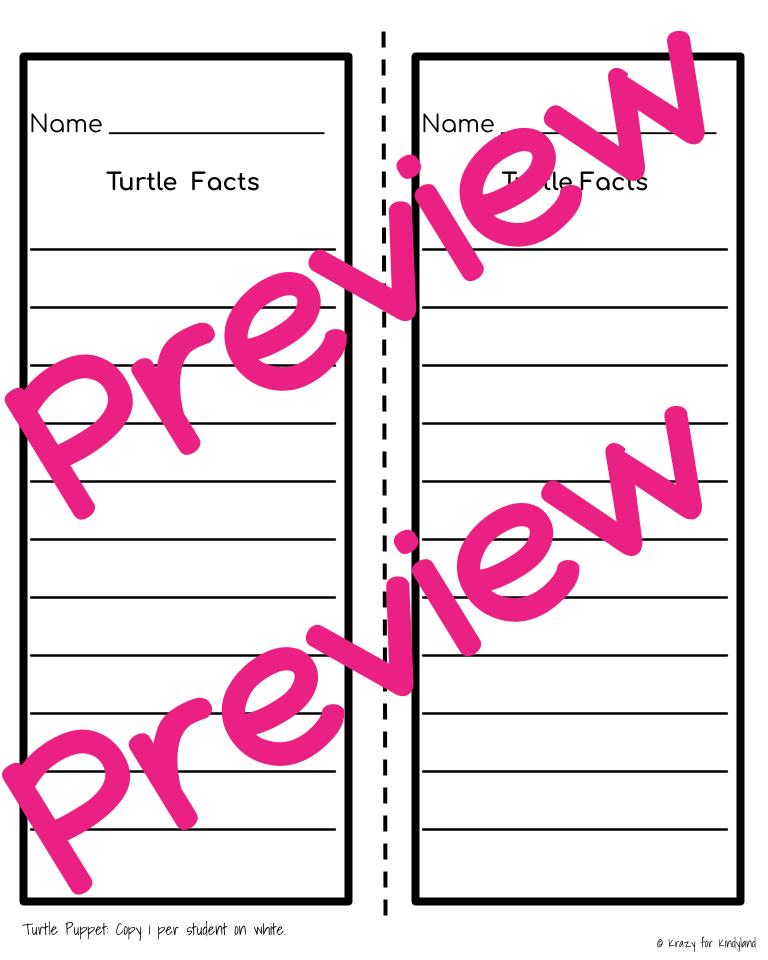 Sea turtle puppet craft writing activity ocean animal research literacy center