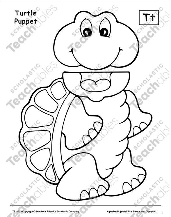 The letter t turtle puppet printable cut and pastes arts and crafts