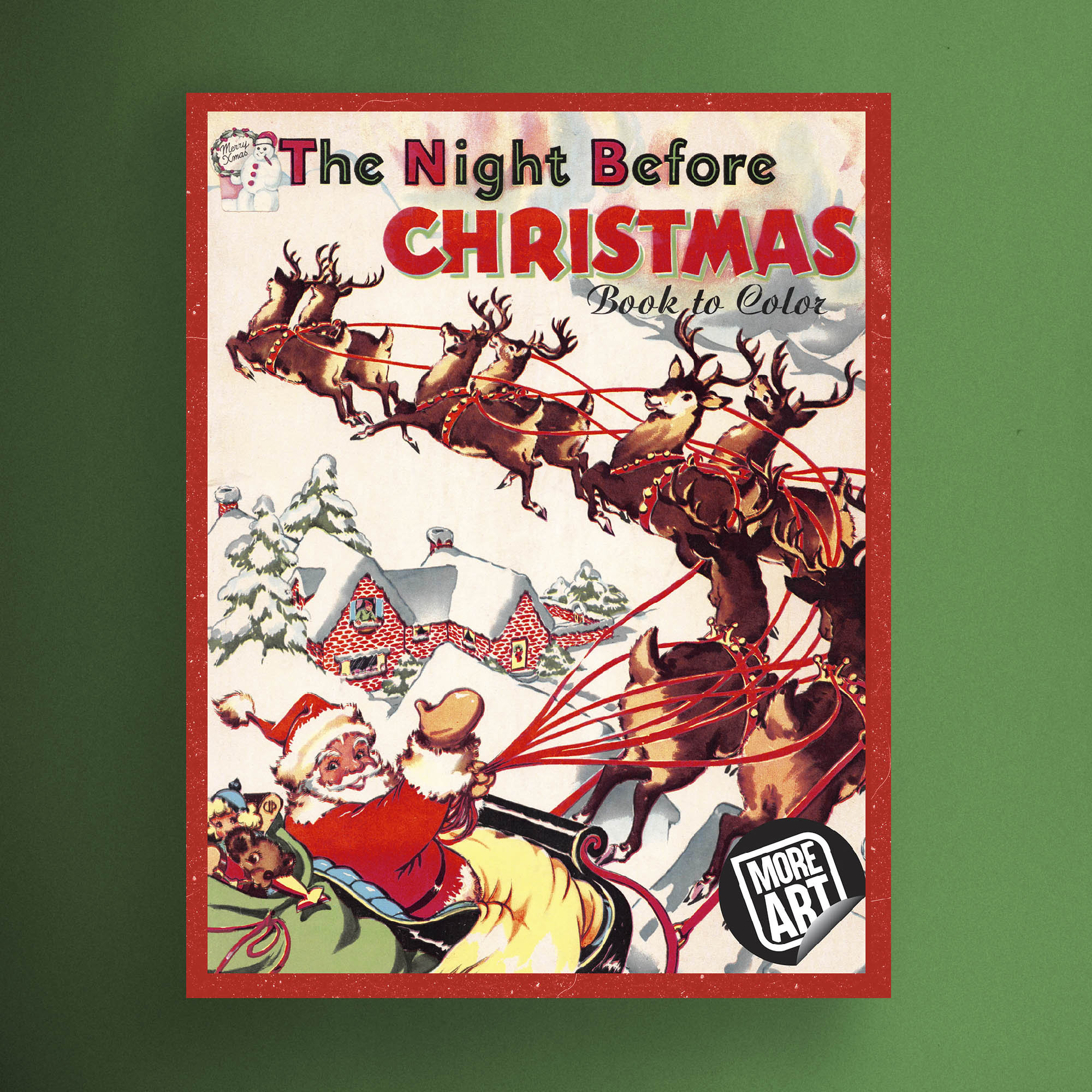 The night before christmas coloring book printable pdf instant digital download vintage x