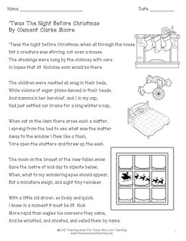 Twas the night before christmas activities and diorama pop up book