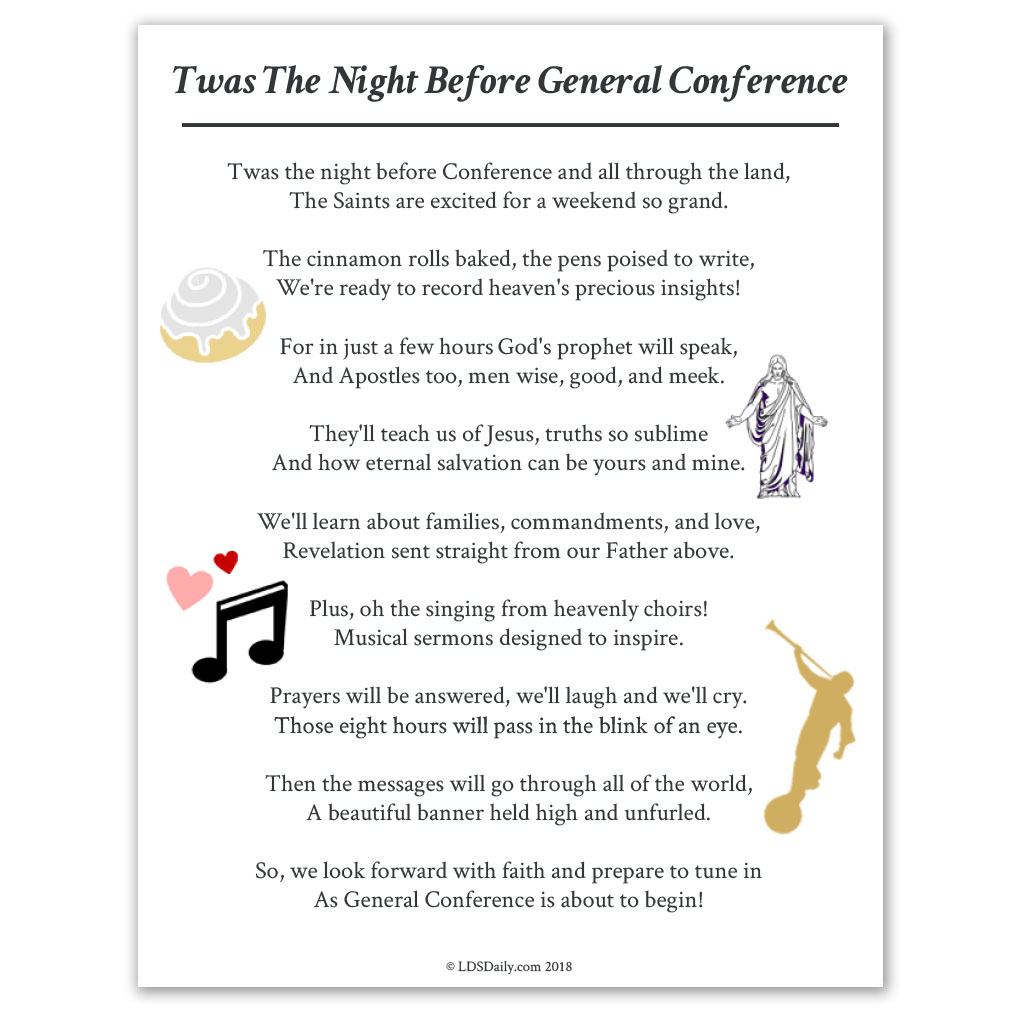 Twas the night before general conference