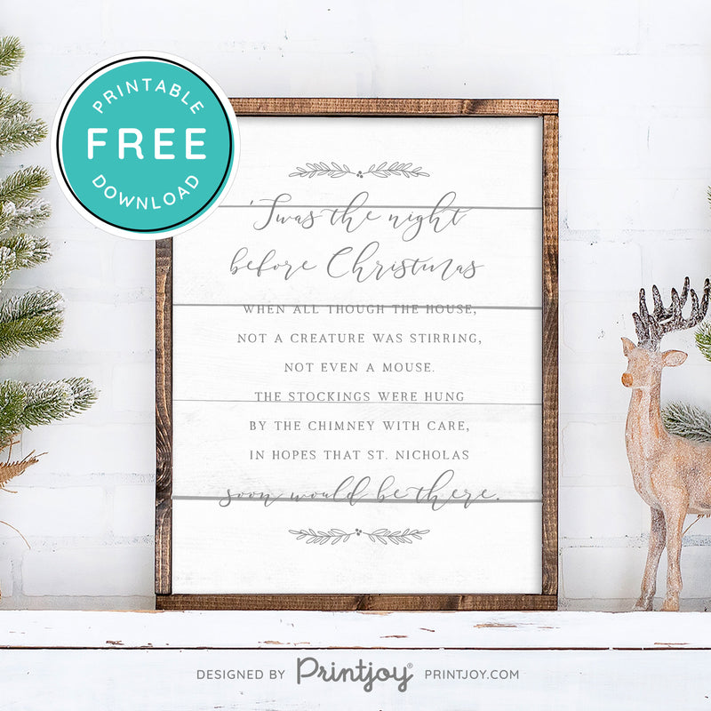 Free printable twas the night before christmas winter wall art decor download