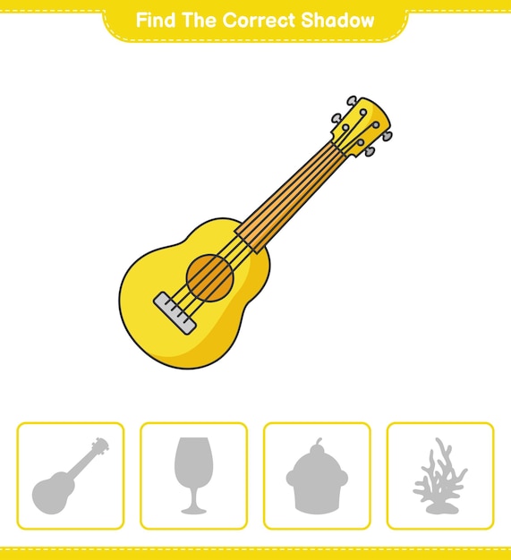 Premium vector handwriting practice tracing lines of ukulele educational children game printable worksheet vector illustration
