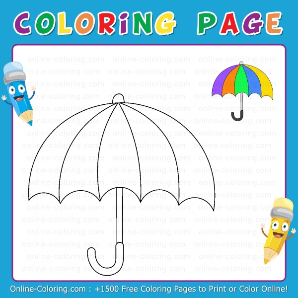 Colorful umbrella free online coloring page