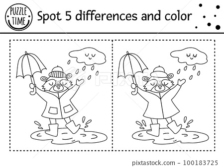 Autumn find differences game for children
