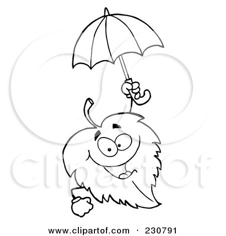 Coloring page outline of a leaf holding an umbrella posters art prints by