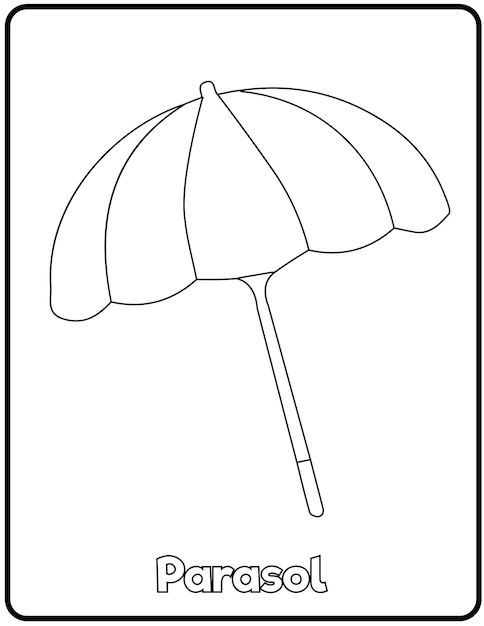 Premium vector hello summer coloring page vector illustration vacation design elements black and white for kids
