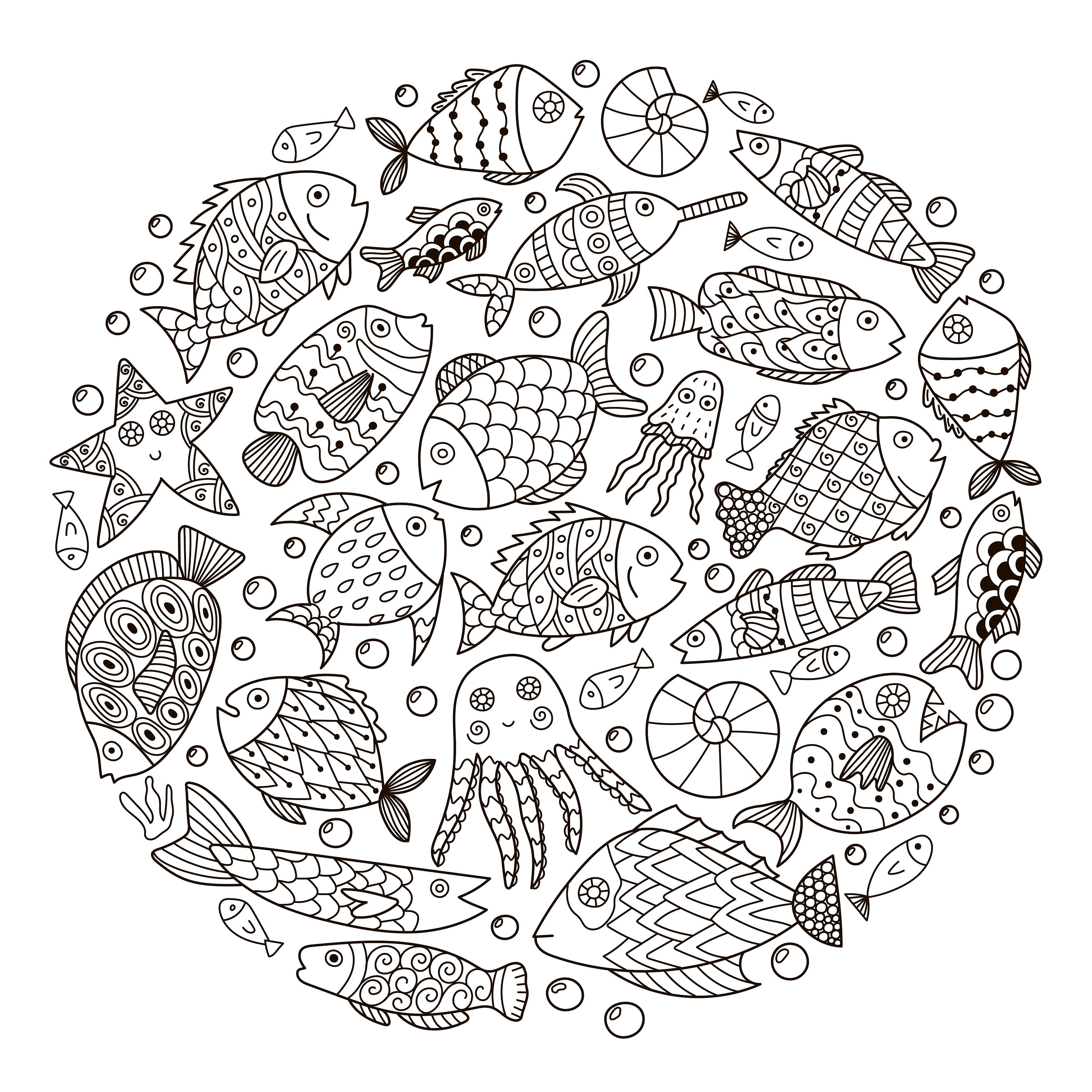 Coloring pages under the sea instant download