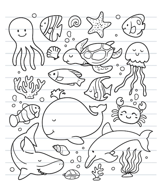 Ocean coloring page images