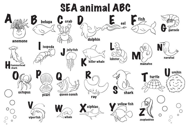Sea animal abc alphabet coloring pages abc coloring pages abc coloring