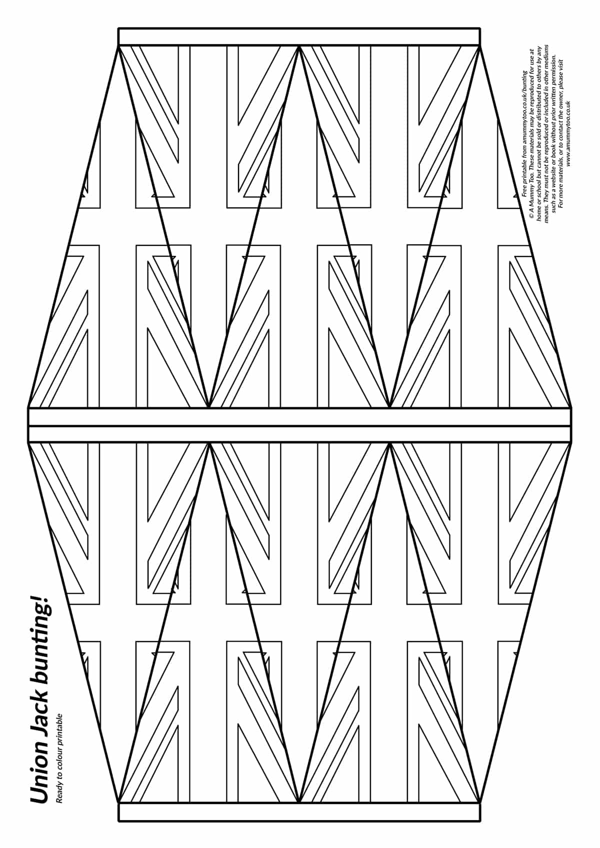 Lour and cut out printable union jack bunting