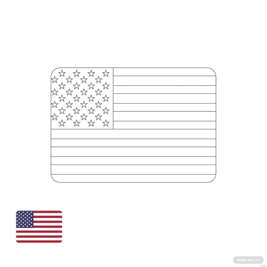 Free american flag map coloring page