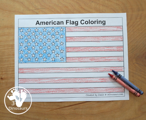 Free american flag tracing coloring printable dinosaurs