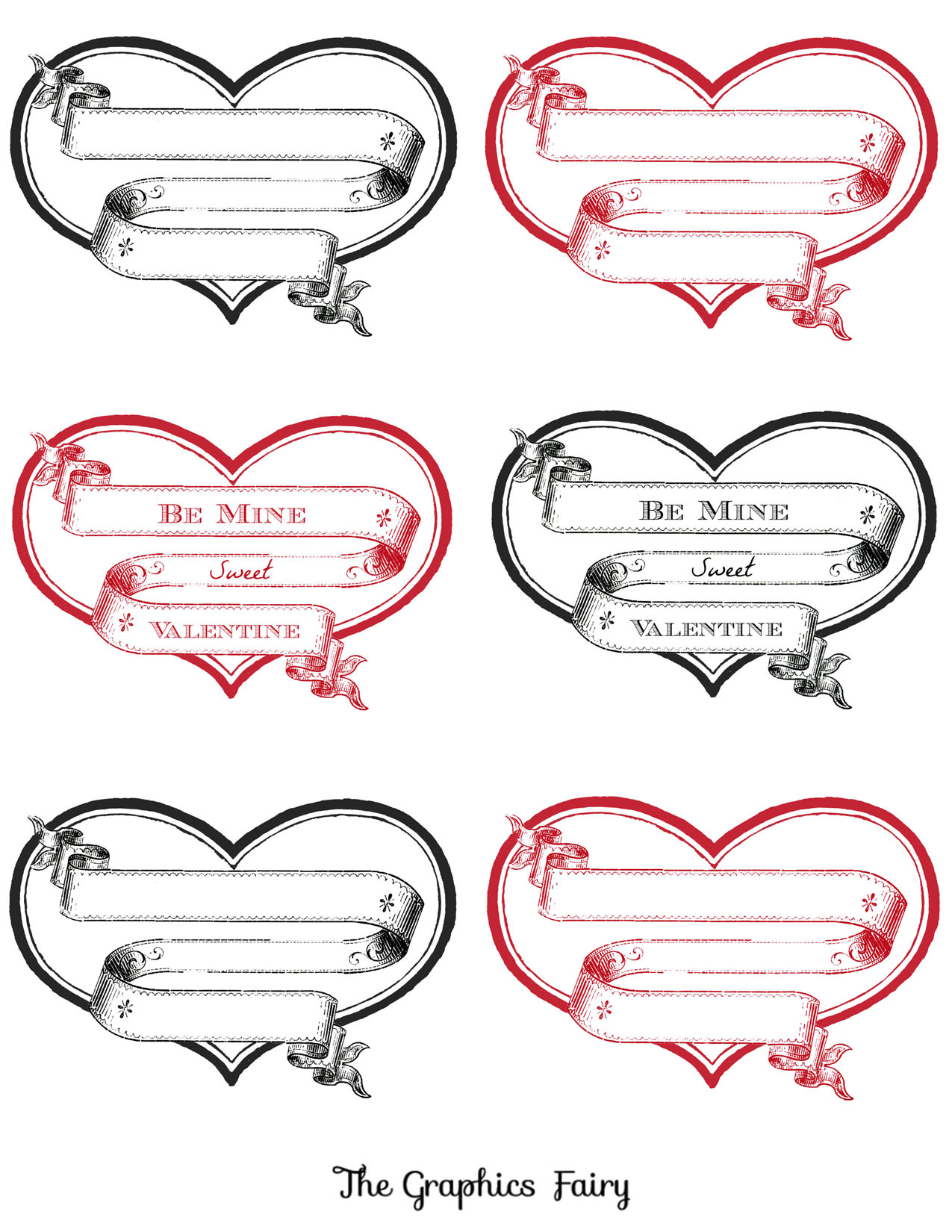 Printable valentine heart images
