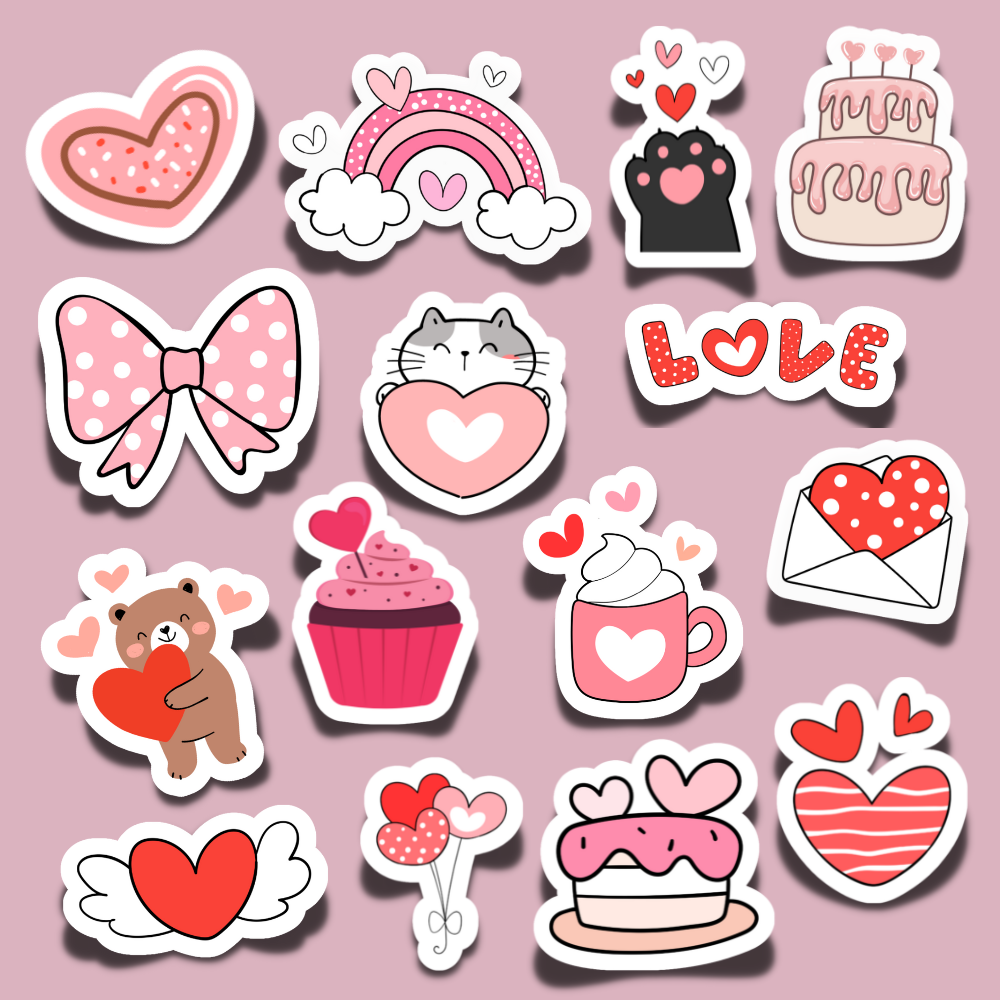 Valentines day sticker bundleprintable stickersvalentines day sticker sheetinstant downloadvalentines day printable stickers