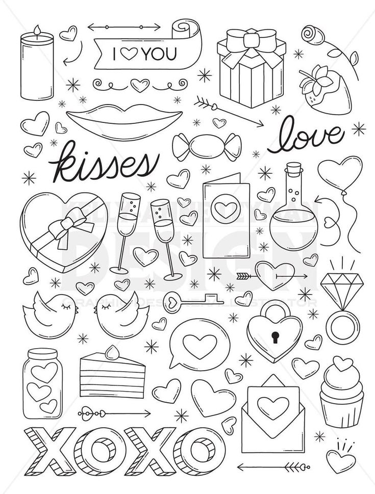 For love stickers coloring page