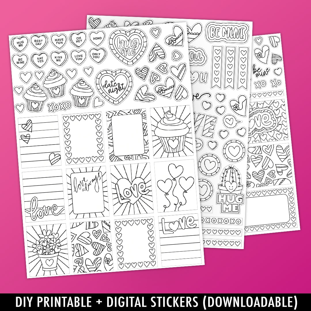 Valentines printable stickers