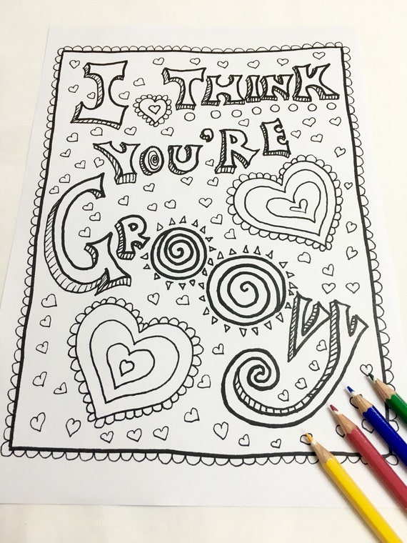 Groovy coloring page valentines day adult coloring page zendoodle art therapy adult coloring book printable coloring page inspirational