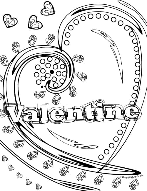 Free printable adult colouring sheets for valentines day