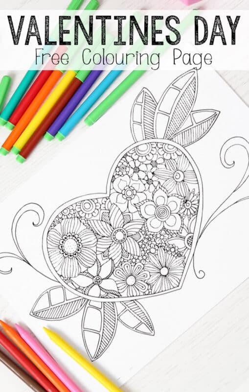 Heart colouring page for grown ups
