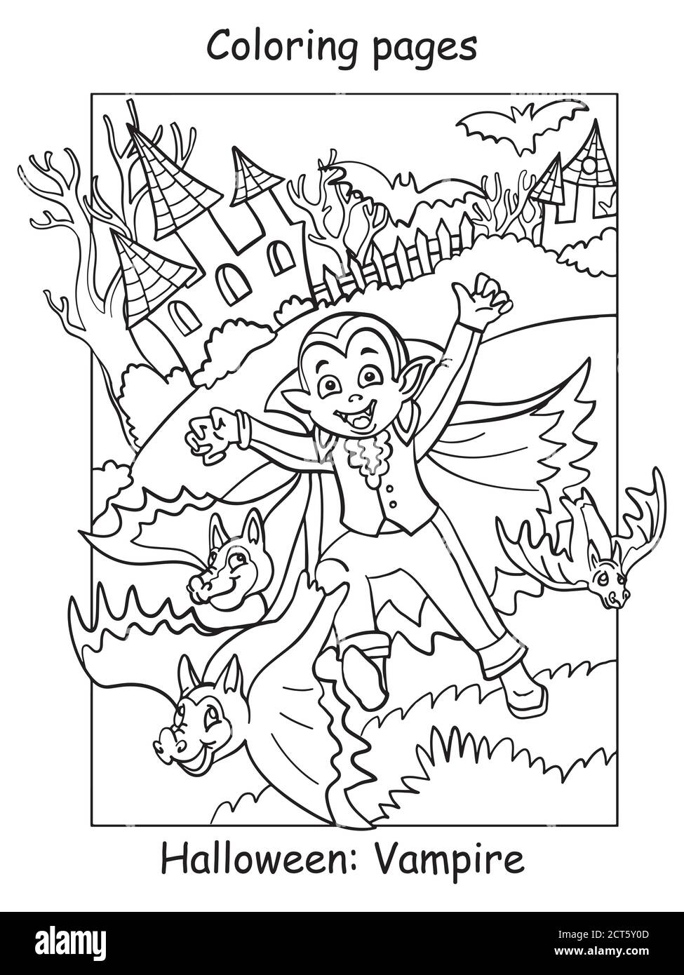 Vampire coloring page vector hi