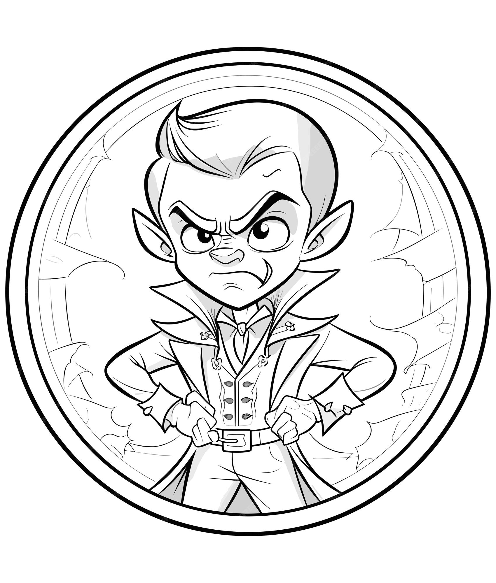 Premium vector vector halloween celebration coloring page illustration vampire coloring page
