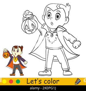 Girl vampire halloween isolated coloring page stock vector image art