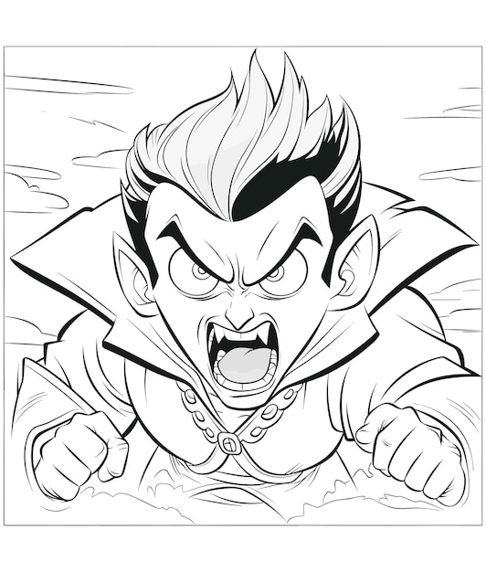 Premium vector vector halloween celebration coloring page illustration vampire coloring page