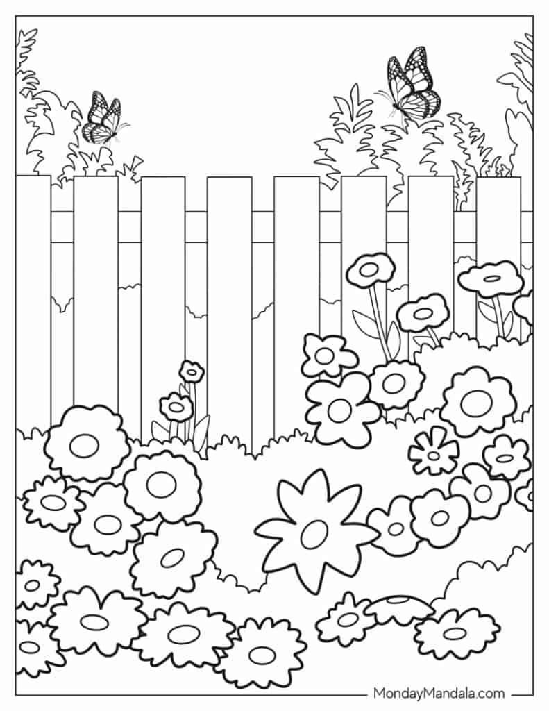 Garden coloring pages free pdf printables
