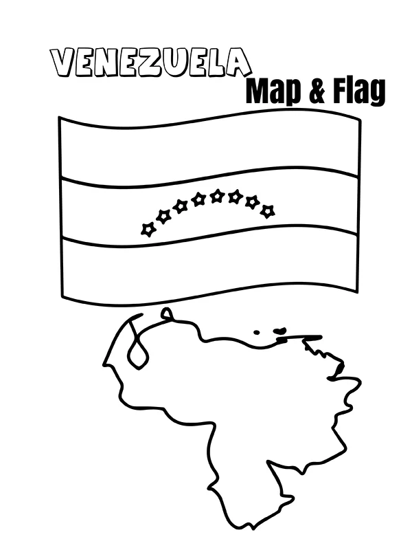 Venezuela map and flag fãrbung seite