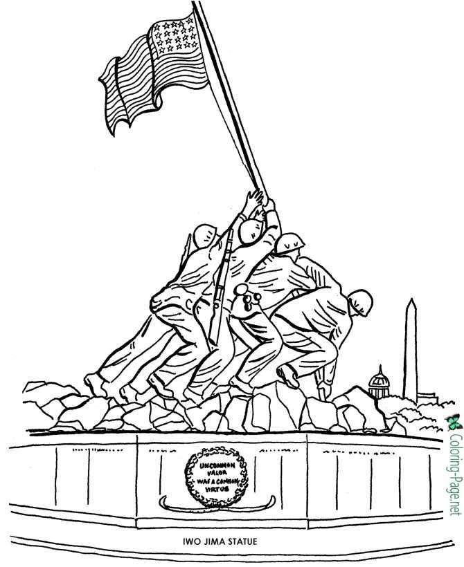 Iwo jima veterans day coloring pages