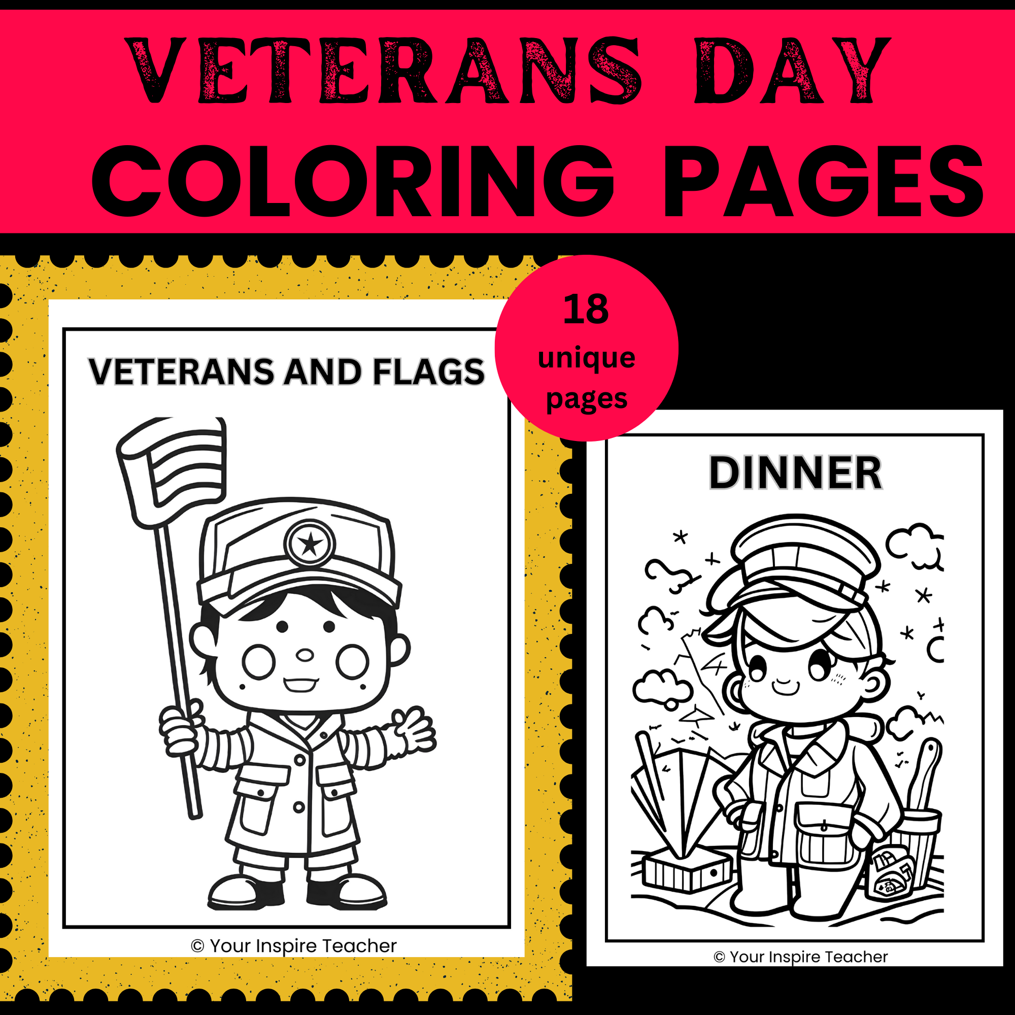 Cute and unique veterans day coloring pages for kids