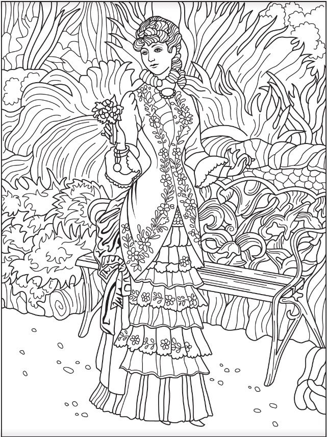 Victorian woman coloring page colorish free coloring app for adults by goodsofttech coloring pages fall coloring pages coloring books