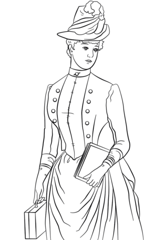 Victorian lady coloring page free printable coloring pages