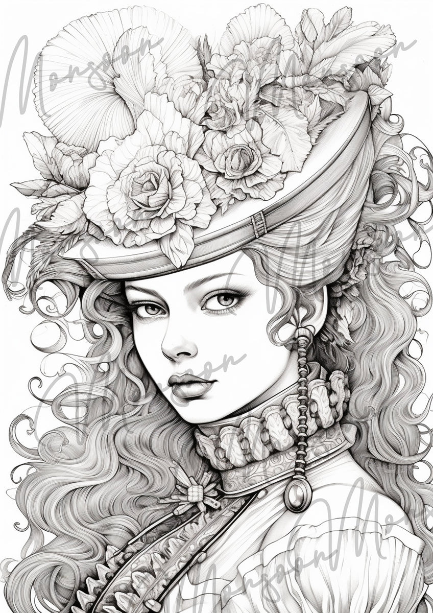 Victorian grayscale coloring book digital â monsoon publishing usa